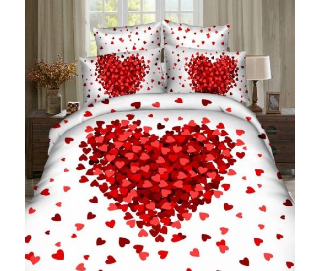 Lenjerie de pat digital print 3d (red heart)